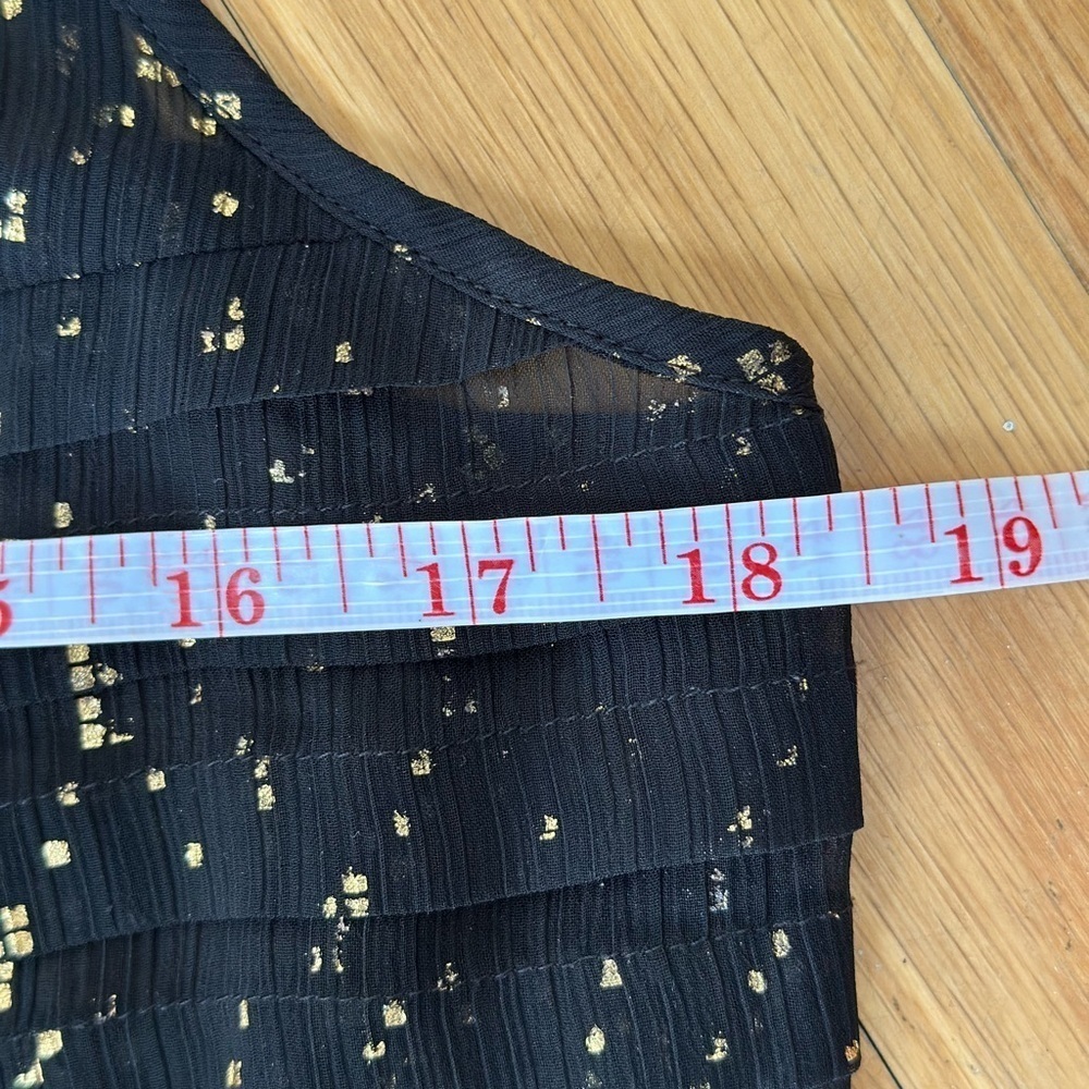 LOFT Sleeveless Gold Metallic Fleck Black Sheer Tiered Top Size Small Petite - Picture 5 of 6